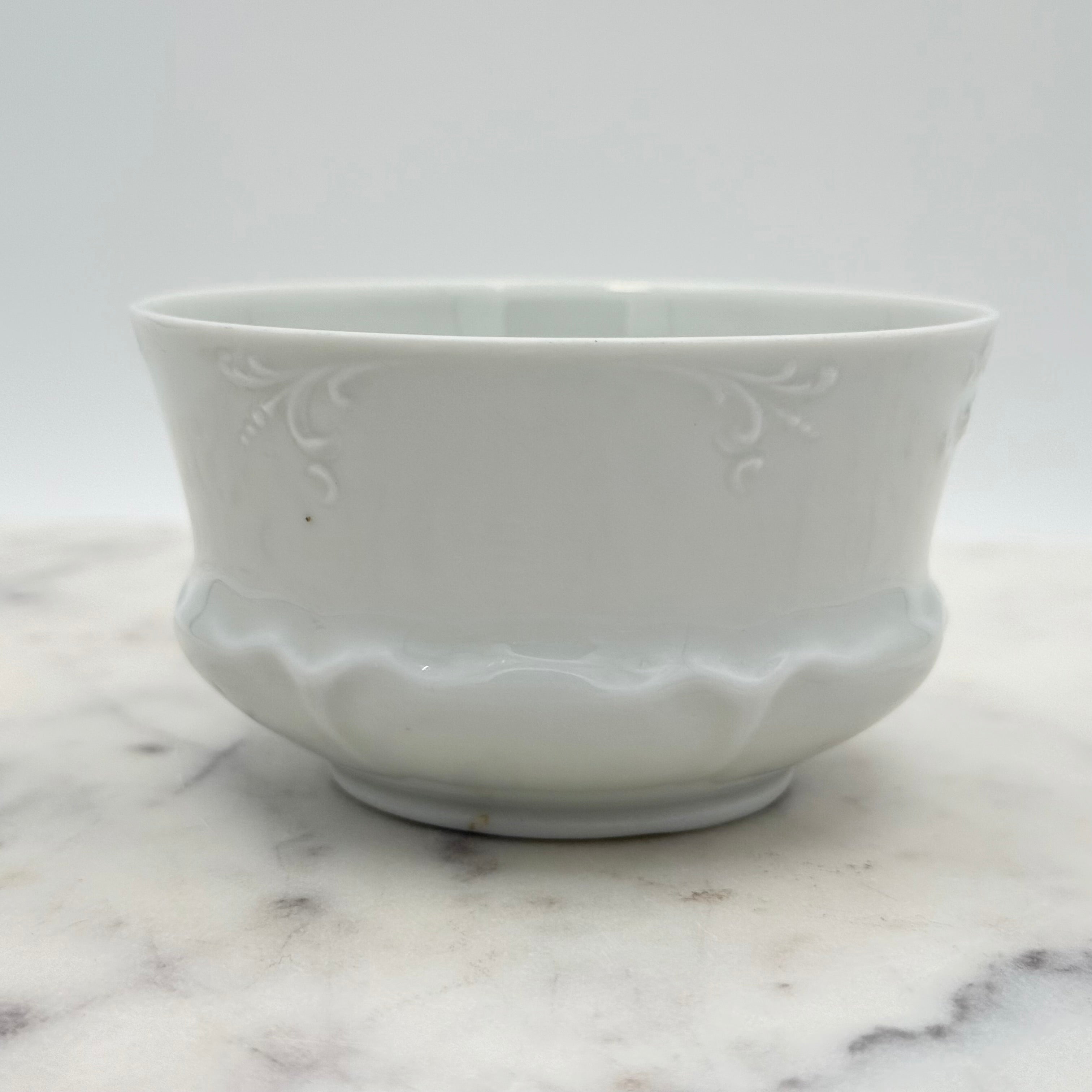 Antique O. & E.G. Royal Austria Ornate White Porcelain Footed Tea Cup and Saucer