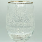 Vintage Fostoria Lace Etched Cocktail Stemmed Glasses with Gold Rim, Set of 4