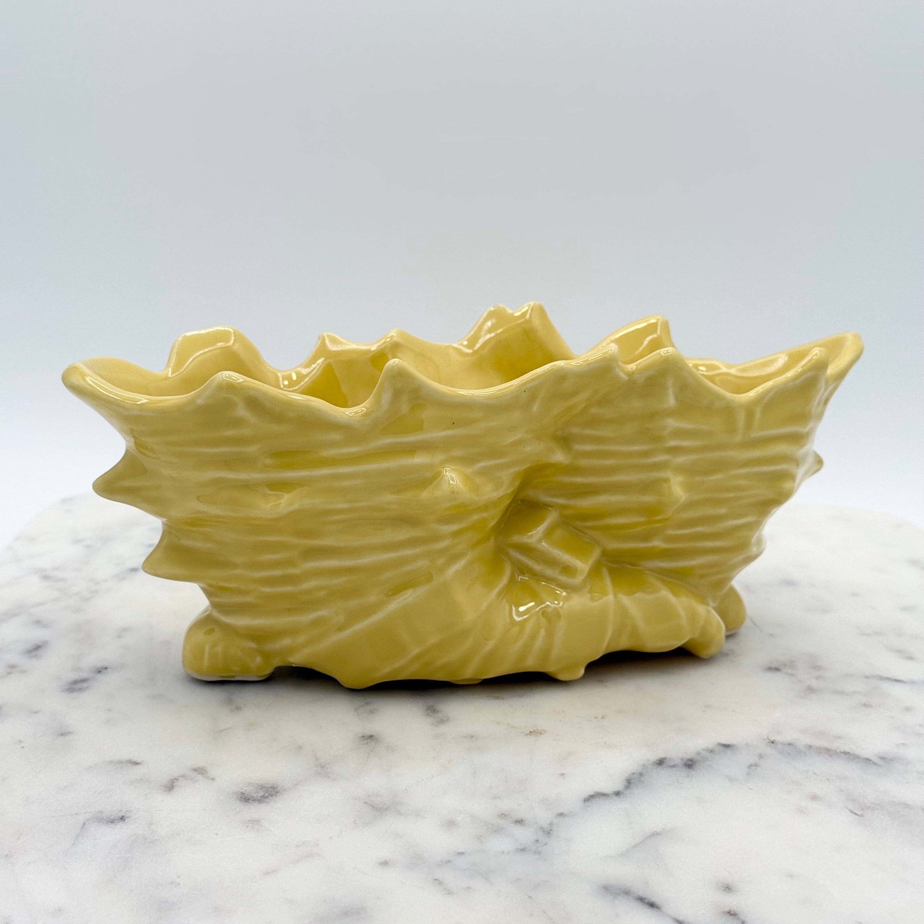 Vintage Mid-Century Nelson McCoy Pottery Yellow Double Cornucopia Planter