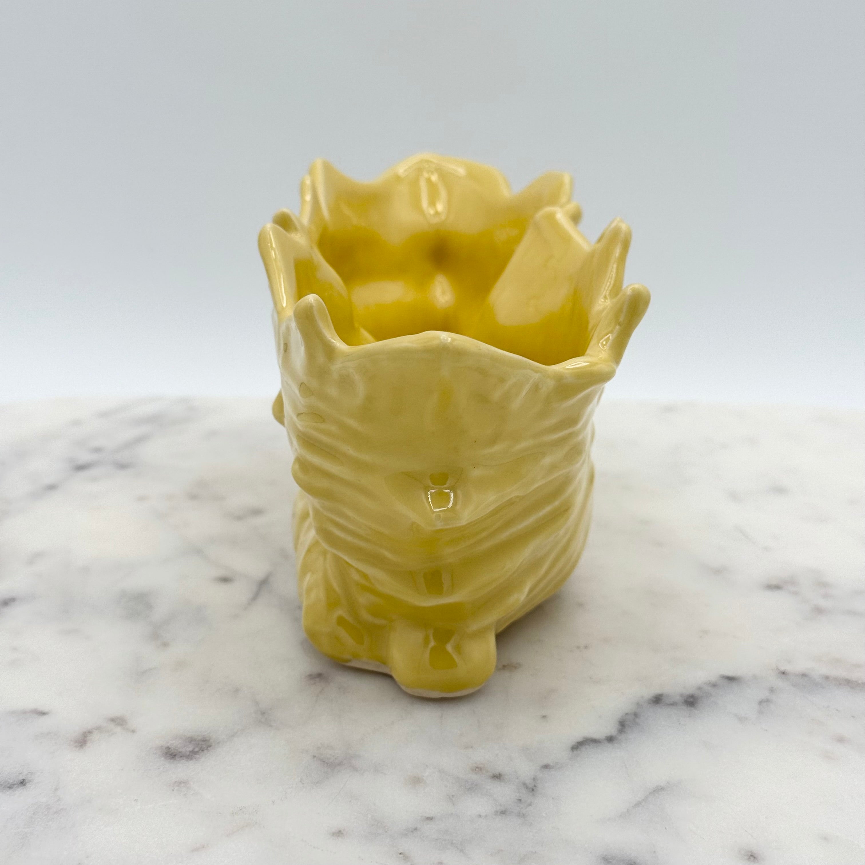 Vintage Mid-Century Nelson McCoy Pottery Yellow Double Cornucopia Planter