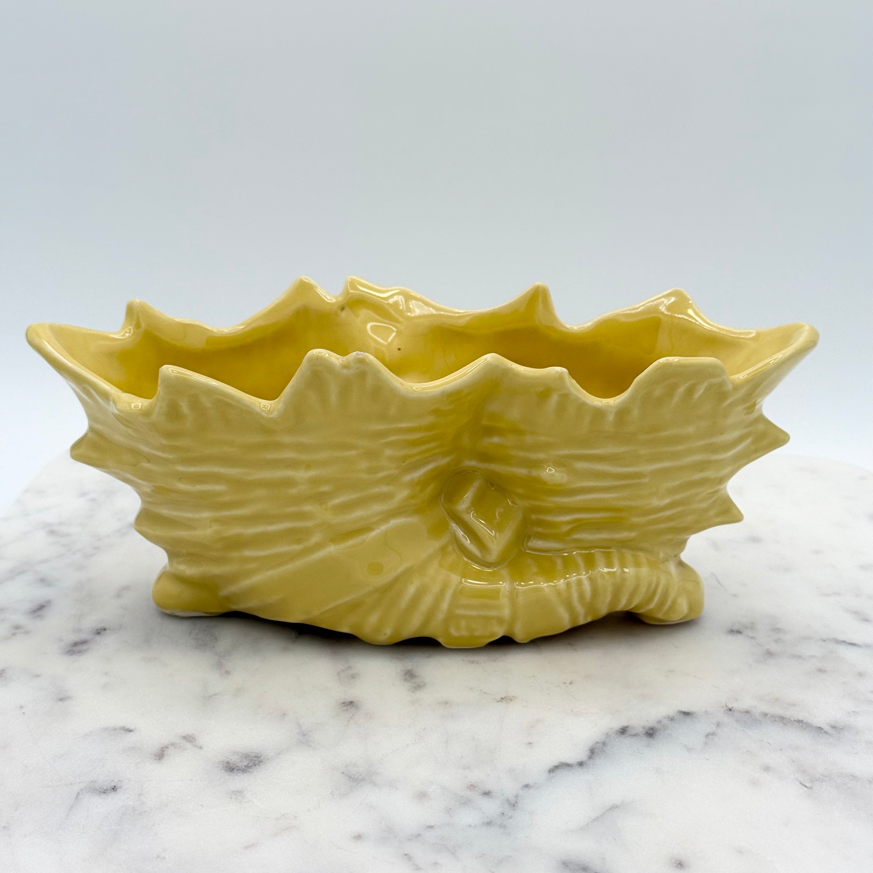 Vintage Mid-Century Nelson McCoy Pottery Yellow Double Cornucopia Planter