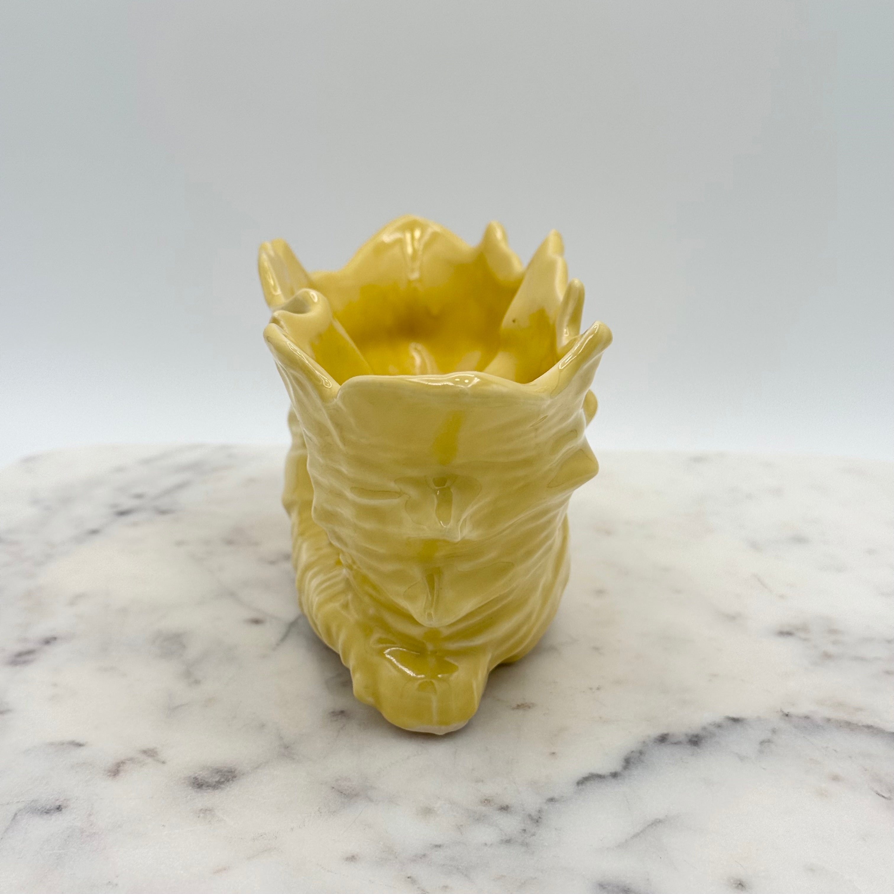 Vintage Mid-Century Nelson McCoy Pottery Yellow Double Cornucopia Planter