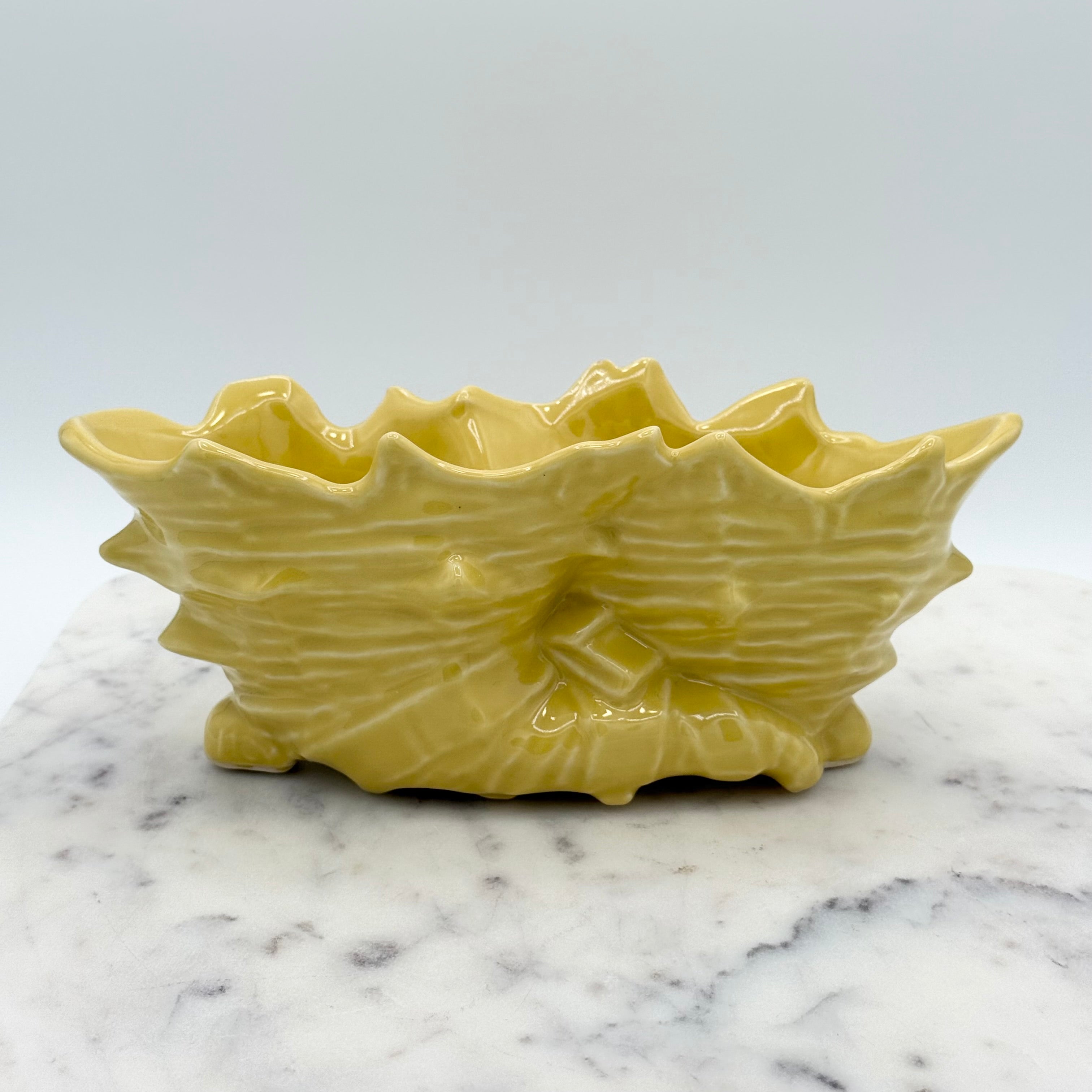 Vintage Mid-Century Nelson McCoy Pottery Yellow Double Cornucopia Planter