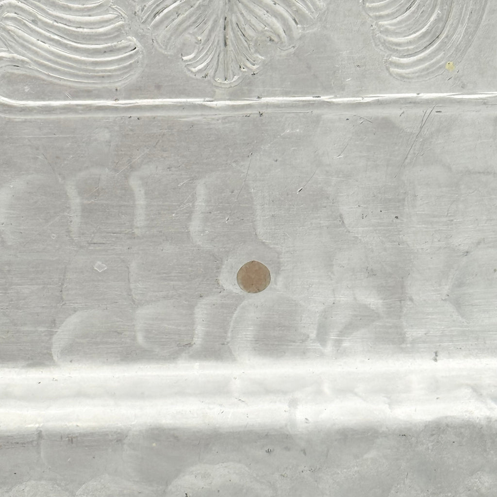 Trade Continental Hand Wrought Hammered Aluminum Serving Tray with Etched Acorns and Leaves