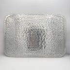 Trade Continental Hand Wrought Hammered Aluminum Serving Tray with Etched Acorns and Leaves