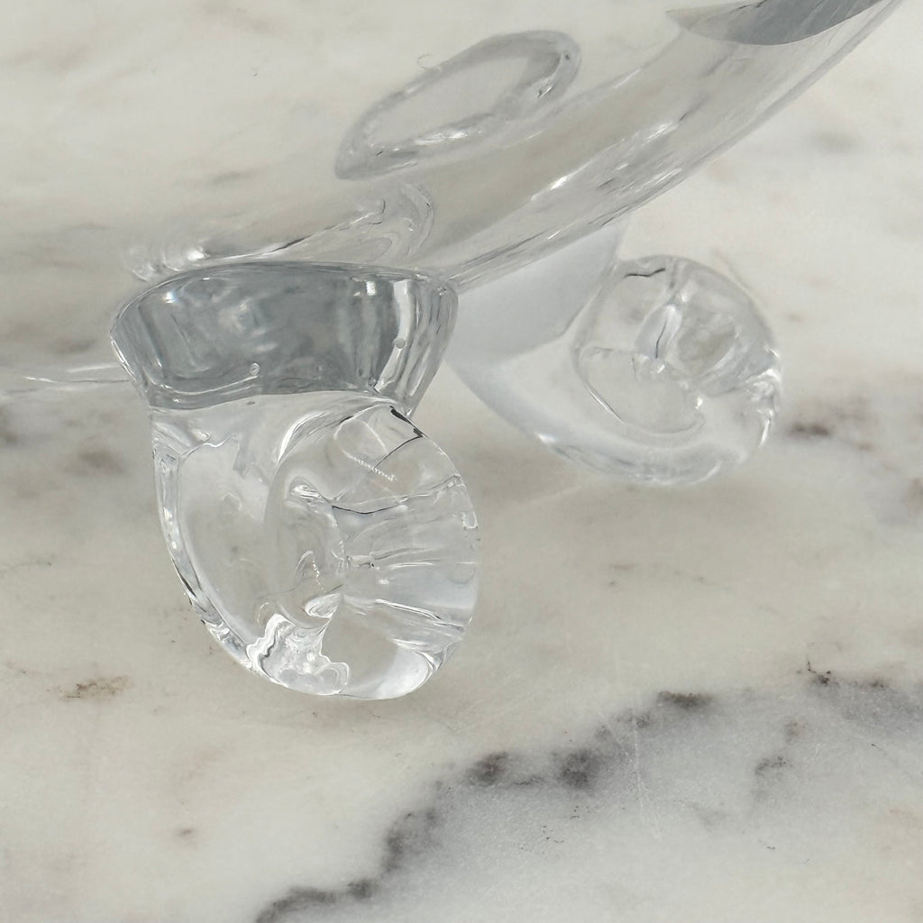 Vintage Footed 24% Lead Crystal Horn of Plenty Cornucopia Vase with Cut Facets