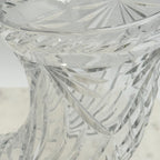 Vintage Footed 24% Lead Crystal Horn of Plenty Cornucopia Vase with Cut Facets