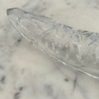 Vintage Footed 24% Lead Crystal Horn of Plenty Cornucopia Vase with Cut Facets