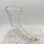 Vintage Footed 24% Lead Crystal Horn of Plenty Cornucopia Vase with Cut Facets