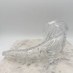 Vintage Footed 24% Lead Crystal Horn of Plenty Cornucopia Vase with Cut Facets