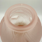 Pierre D’Avesn Art Deco Water Lilies Ball Vase in Pink Frosted Glass, c. 1930s
