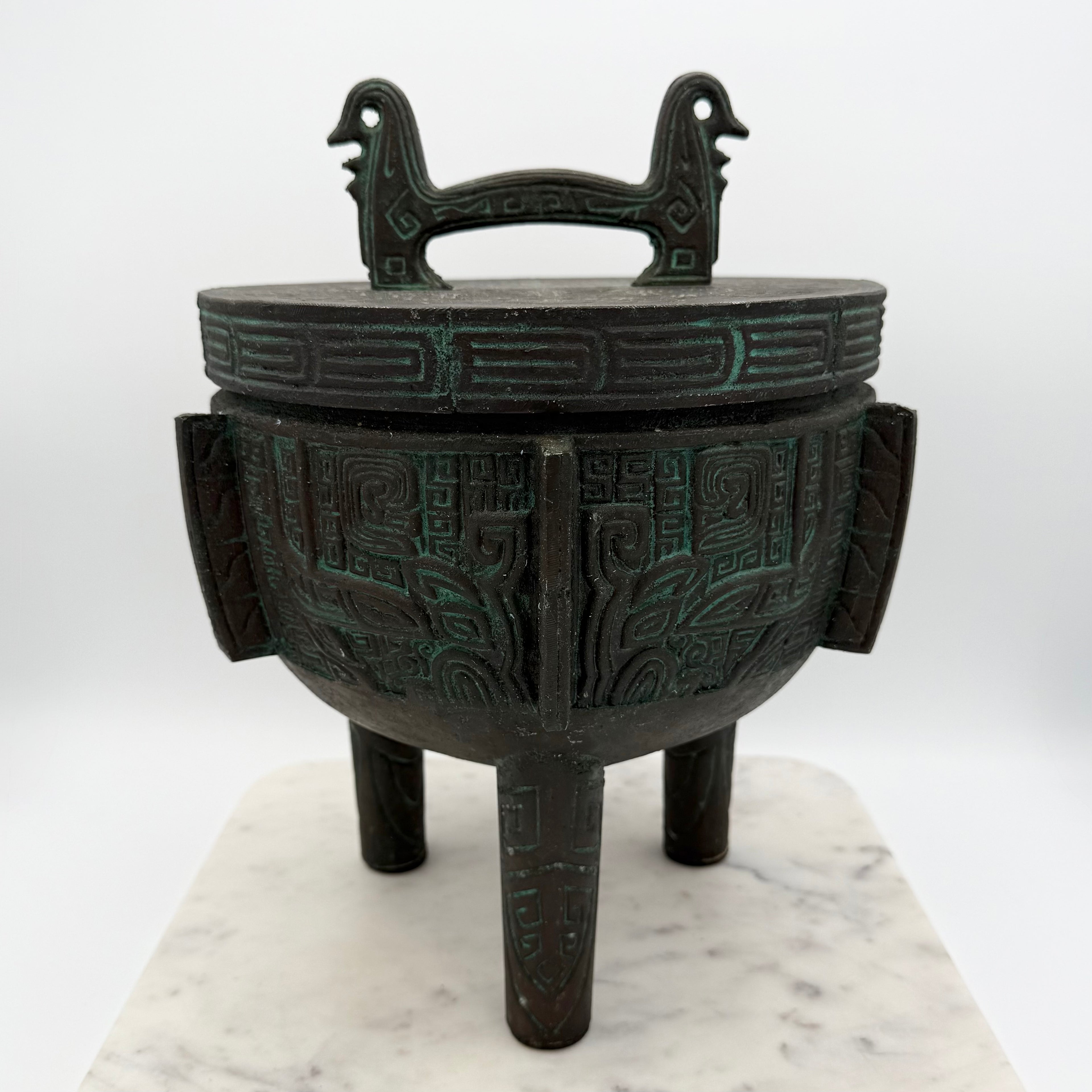 James Mont Style Brutalist Metal Carved MCM Ice Bucket
