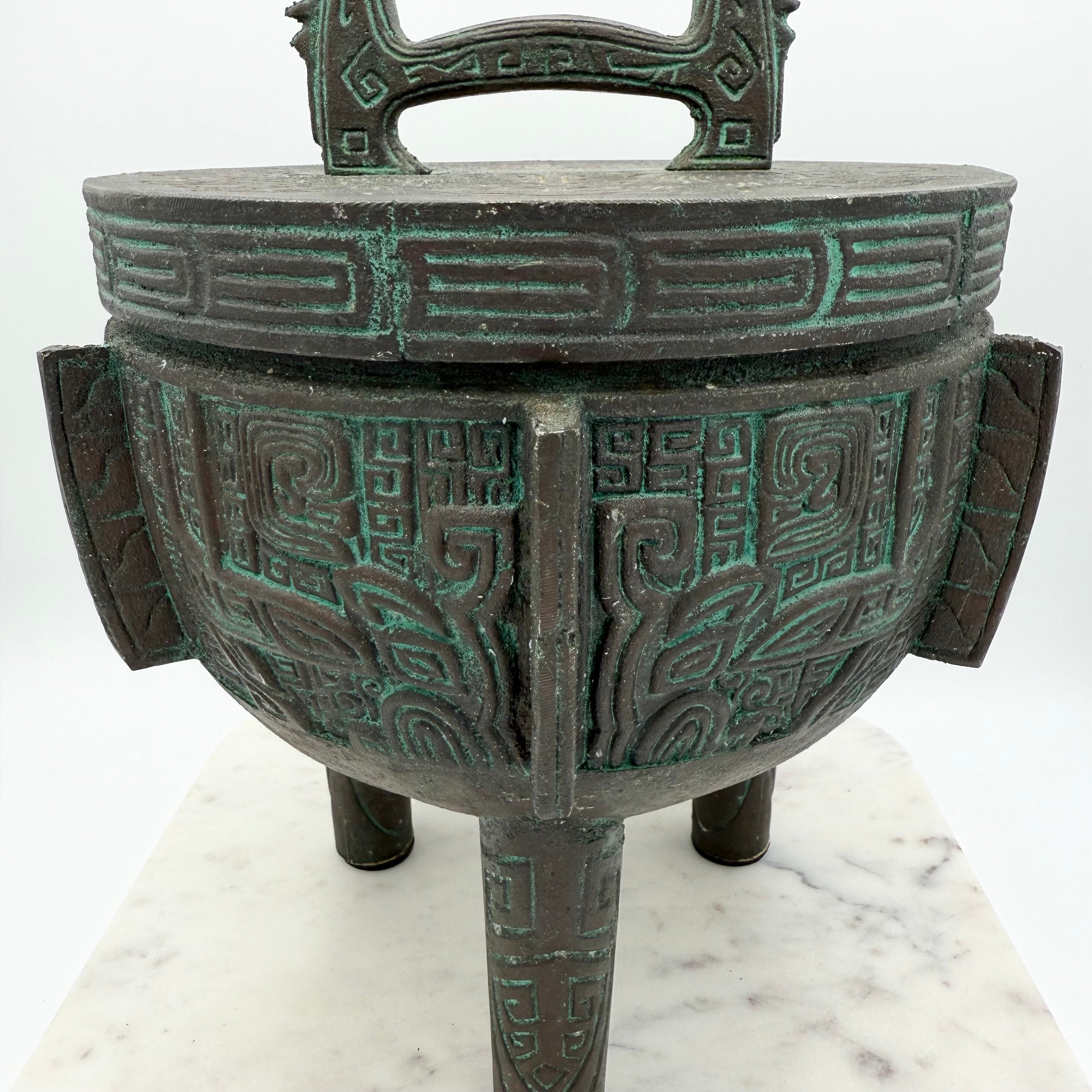 James Mont Style Brutalist Metal Carved MCM Ice Bucket