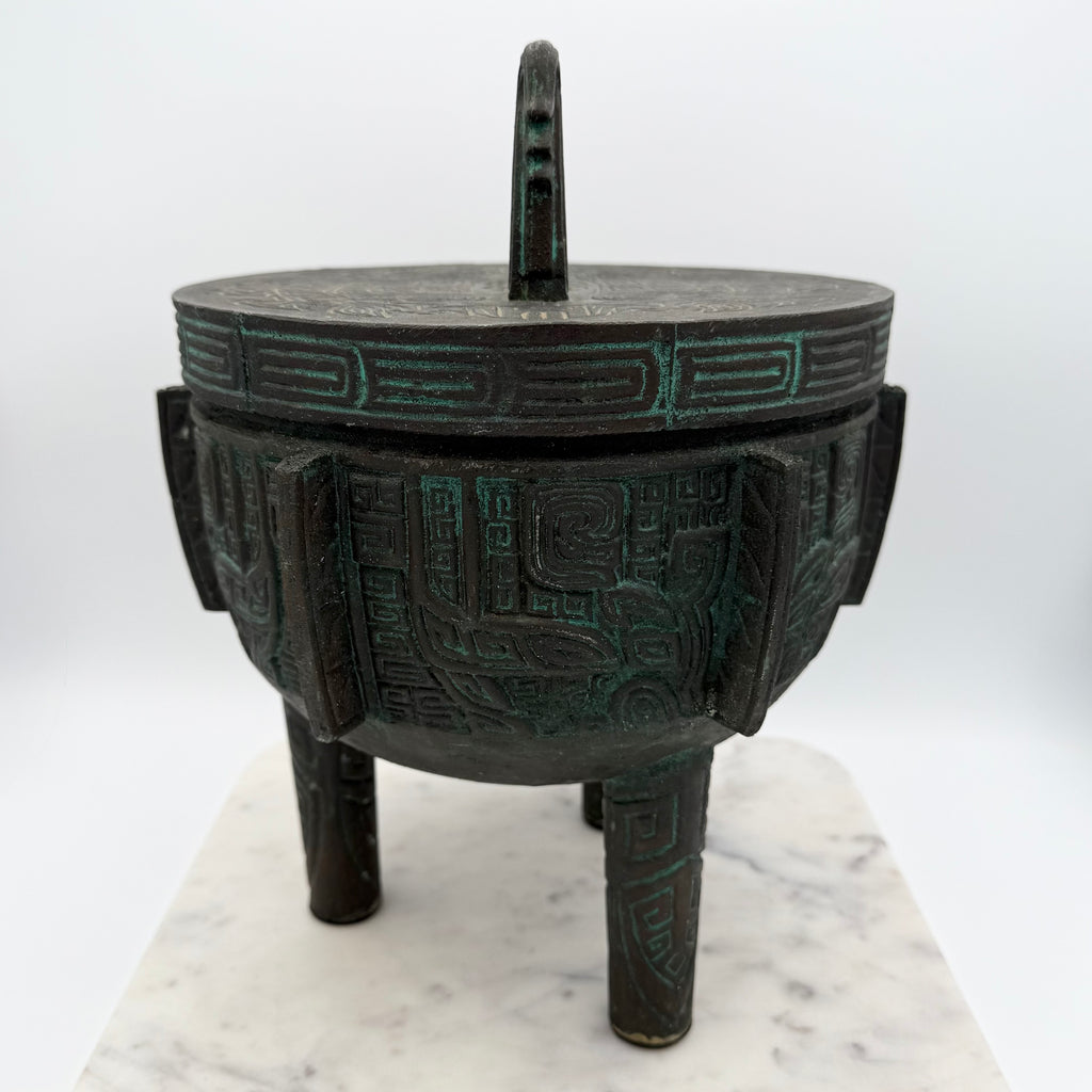 Vintage James Mont Style Brutalist Metal Carved MCM Ice Bucket