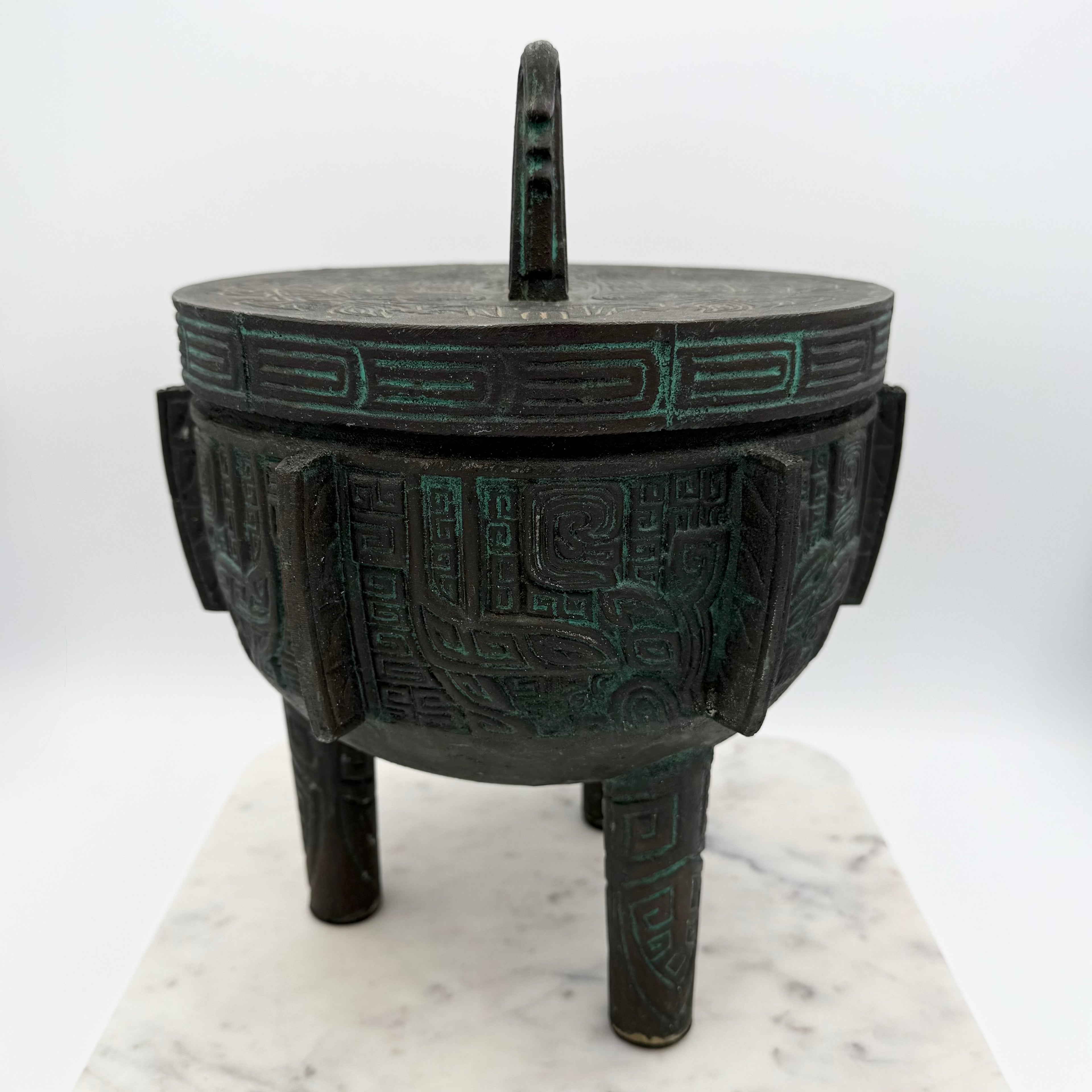 James Mont Style Brutalist Metal Carved MCM Ice Bucket
