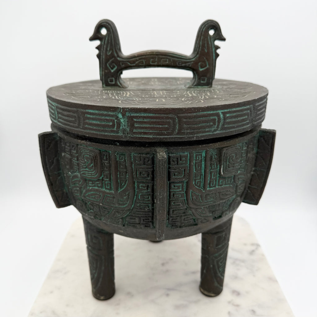 Vintage James Mont Style Brutalist Metal Carved MCM Ice Bucket