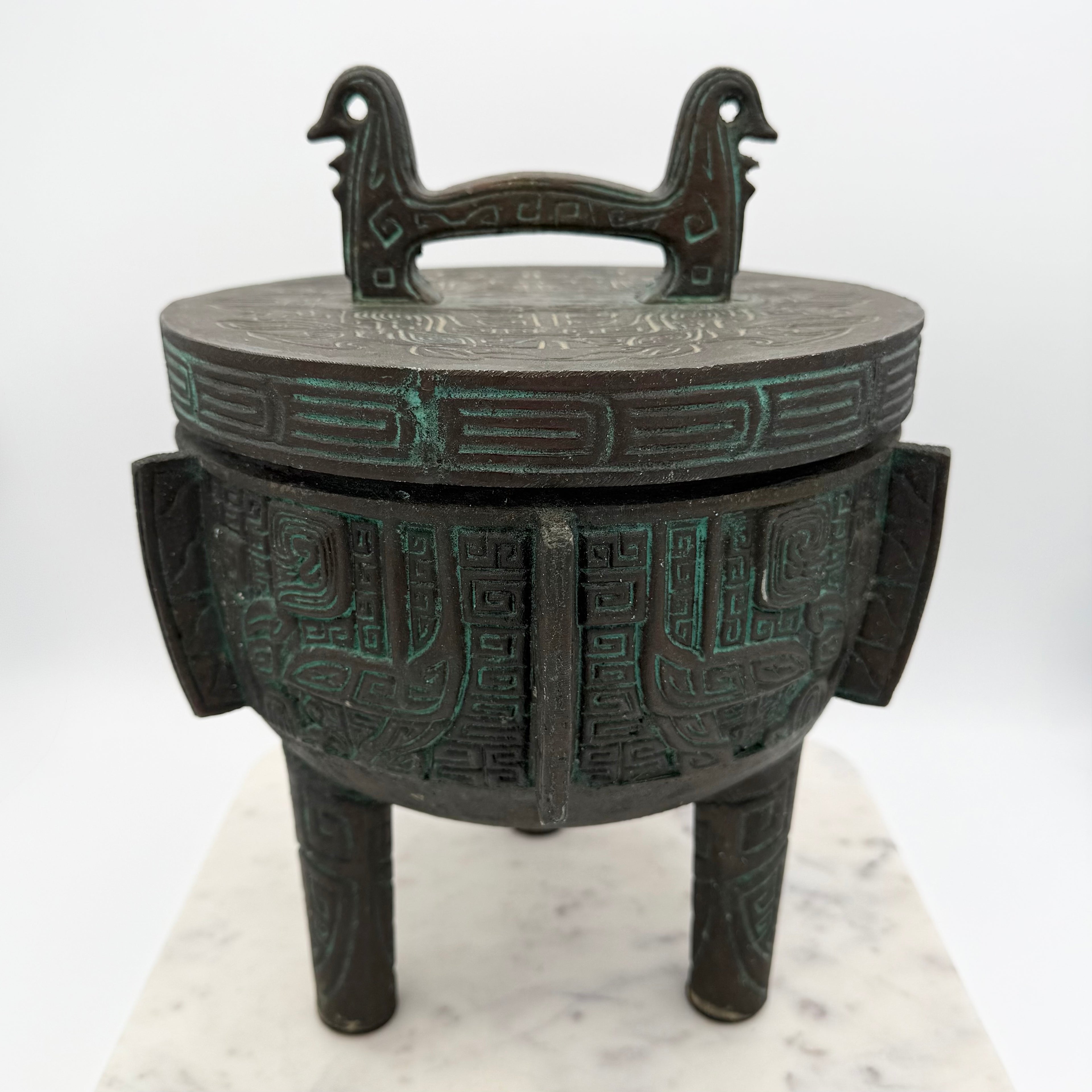 Vintage James Mont Style Brutalist Metal Carved MCM Ice Bucket