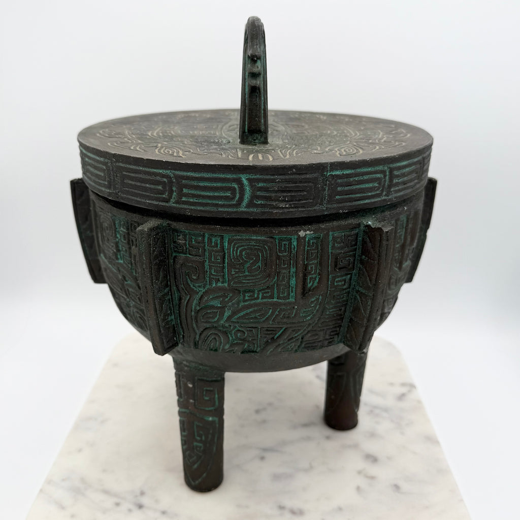 Vintage James Mont Style Brutalist Metal Carved MCM Ice Bucket