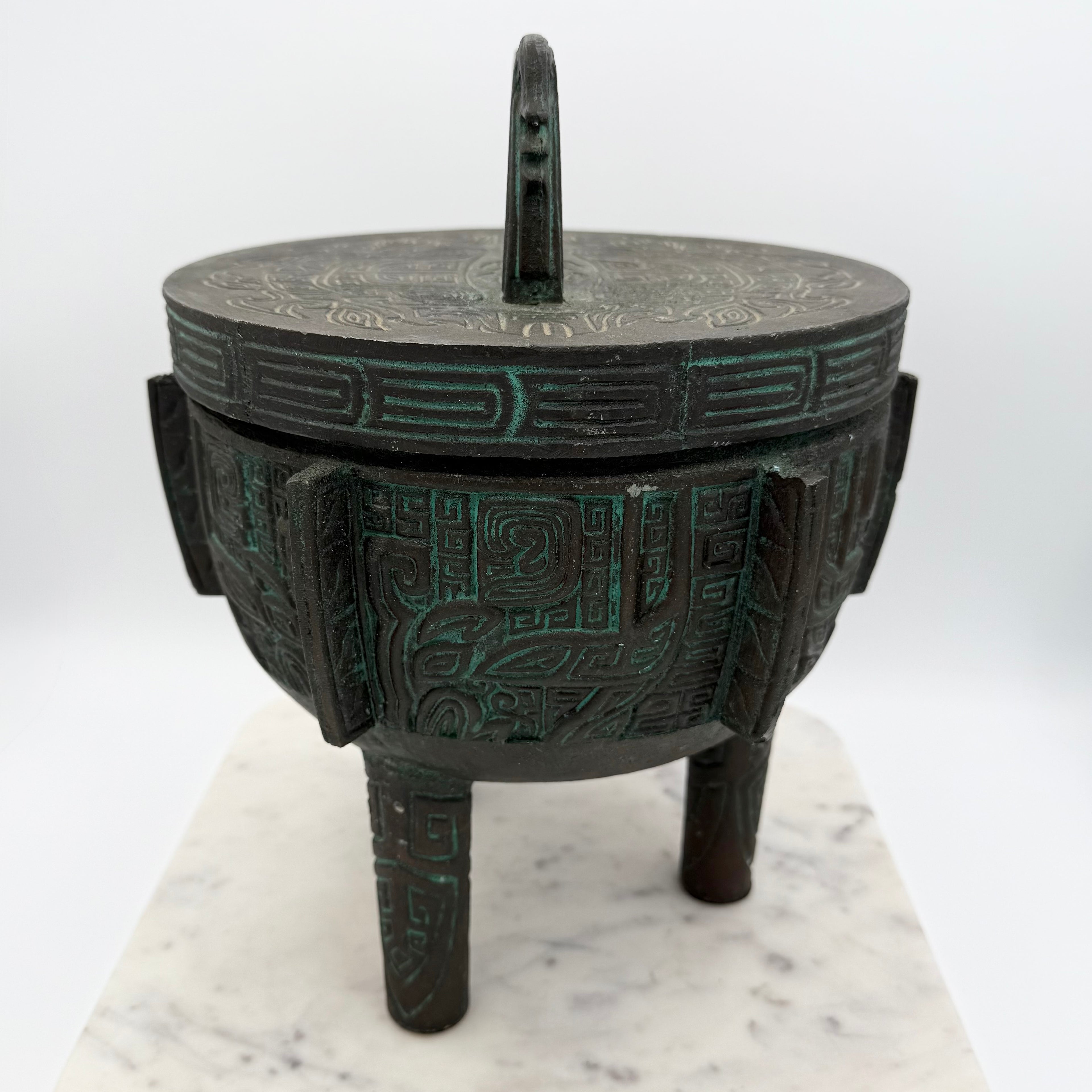 James Mont Style Brutalist Metal Carved MCM Ice Bucket