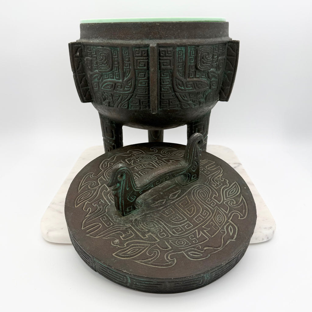 Vintage James Mont Style Brutalist Metal Carved MCM Ice Bucket