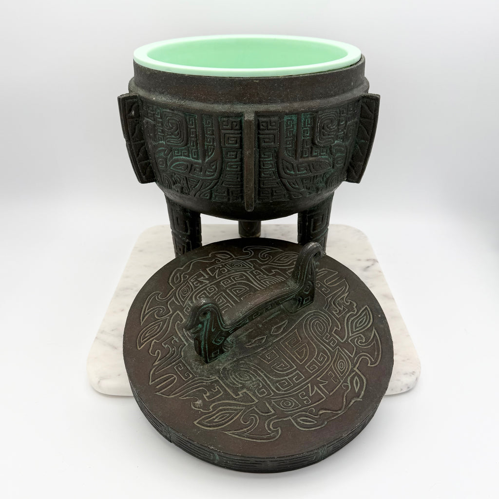 Vintage James Mont Style Brutalist Metal Carved MCM Ice Bucket