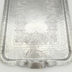 Trade Continental Hand Wrought Hammered Aluminum Serving Tray with Etched Acorns and Leaves