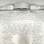 Trade Continental Hand Wrought Hammered Aluminum Serving Tray with Etched Acorns and Leaves
