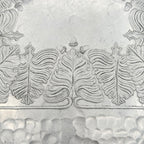 Trade Continental Hand Wrought Hammered Aluminum Serving Tray with Etched Acorns and Leaves