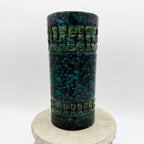 Italian Sgraffito Fat Lava Ceramic Cylinder Vase, Made in Italy