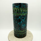 Italian Sgraffito Fat Lava Ceramic Cylinder Vase, Made in Italy