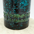 Italian Sgraffito Fat Lava Ceramic Cylinder Vase, Made in Italy