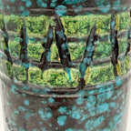Italian Sgraffito Fat Lava Ceramic Cylinder Vase, Made in Italy