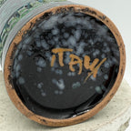 Italian Sgraffito Fat Lava Ceramic Cylinder Vase, Made in Italy