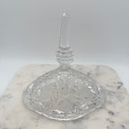 Antique American Brilliant Cut Glass Large Footed Oval Candy Dish With Ornate Lid