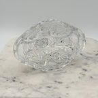 Antique American Brilliant Cut Glass Large Footed Oval Candy Dish With Ornate Lid