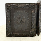 Antique Gutta Percha Frame with Green Velvet Interior and Woman's Photo