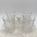 Vintage Paul Sebastian 24% Lead Crystal Coffee Cut Facet Leaf Design, Set of 4