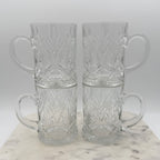 Vintage Paul Sebastian 24% Lead Crystal Coffee Cut Facet Leaf Design, Set of 4