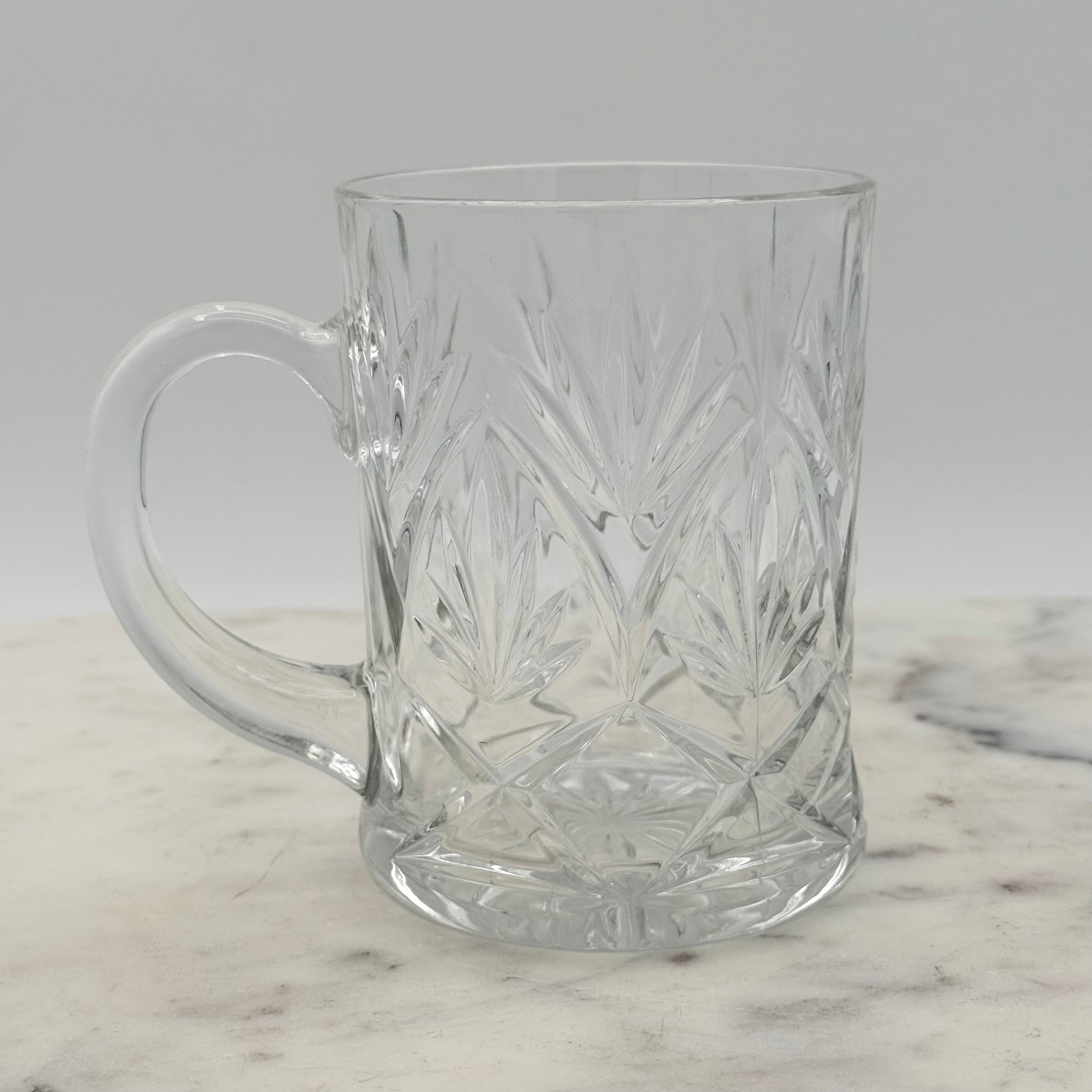 Paul Sebastian 24% Lead Crystal Coffee Cut Facet Leaf Design, Set of 4