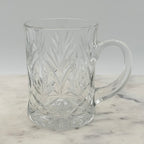 Vintage Paul Sebastian 24% Lead Crystal Coffee Cut Facet Leaf Design, Set of 4