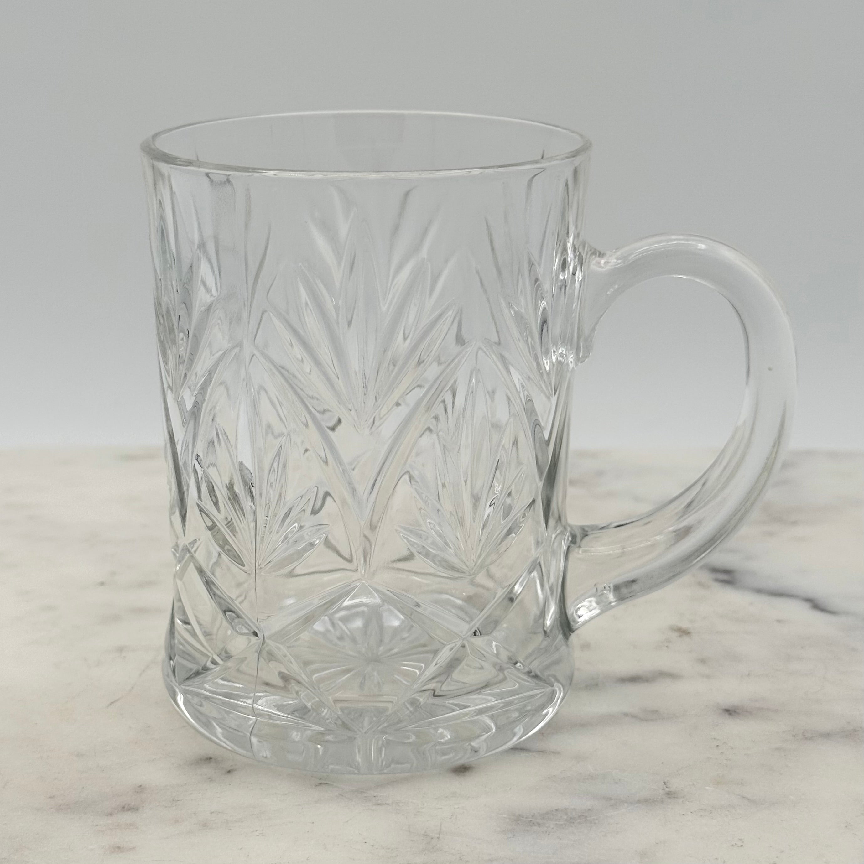 Paul Sebastian 24% Lead Crystal Coffee Cut Facet Leaf Design, Set of 4