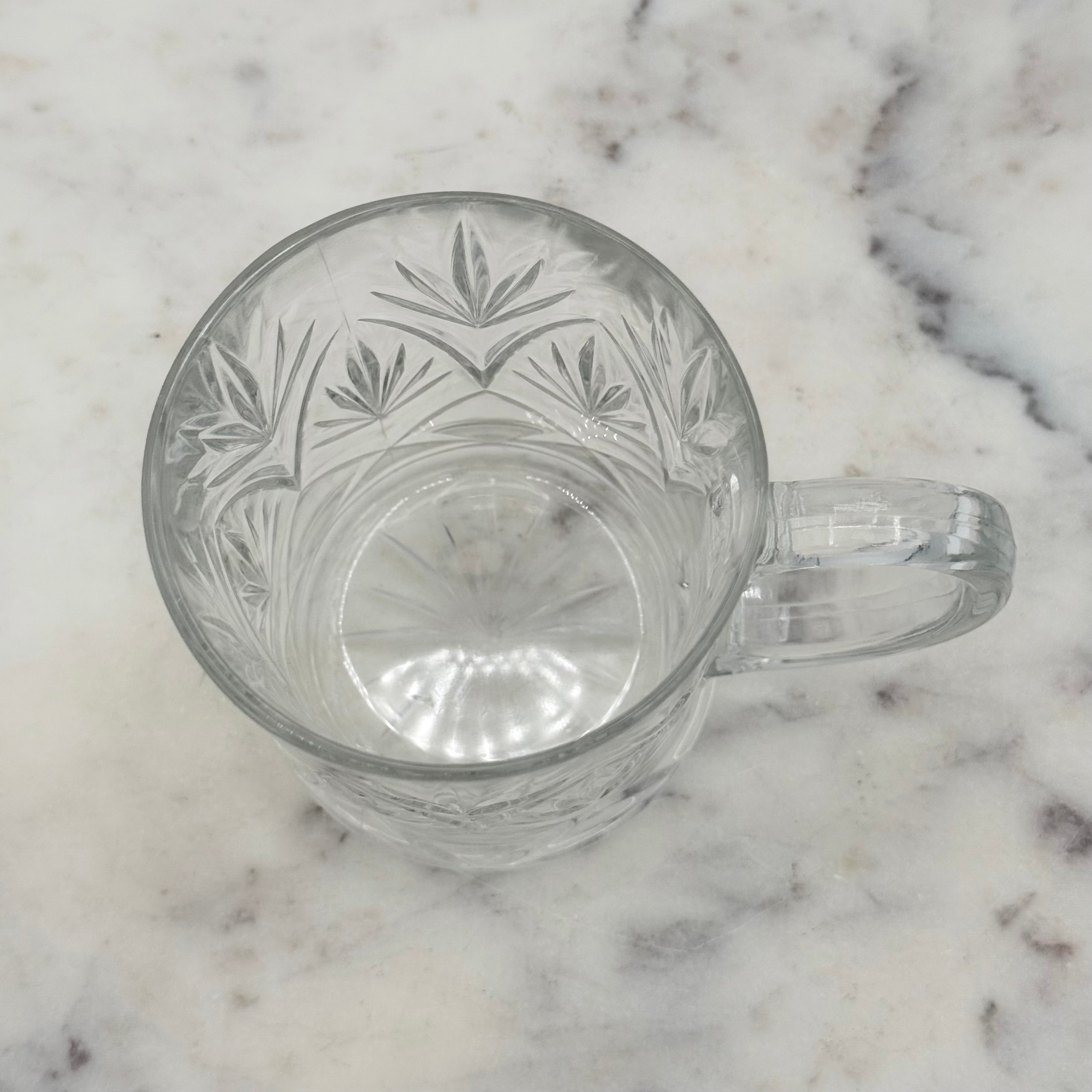 Vintage Paul Sebastian 24% Lead Crystal Coffee Cut Facet Leaf Design, Set of 4