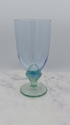 Bormioli Rocco Bahia Green Blue Iced Tea Glasses / Water Goblets, Made in Italy
